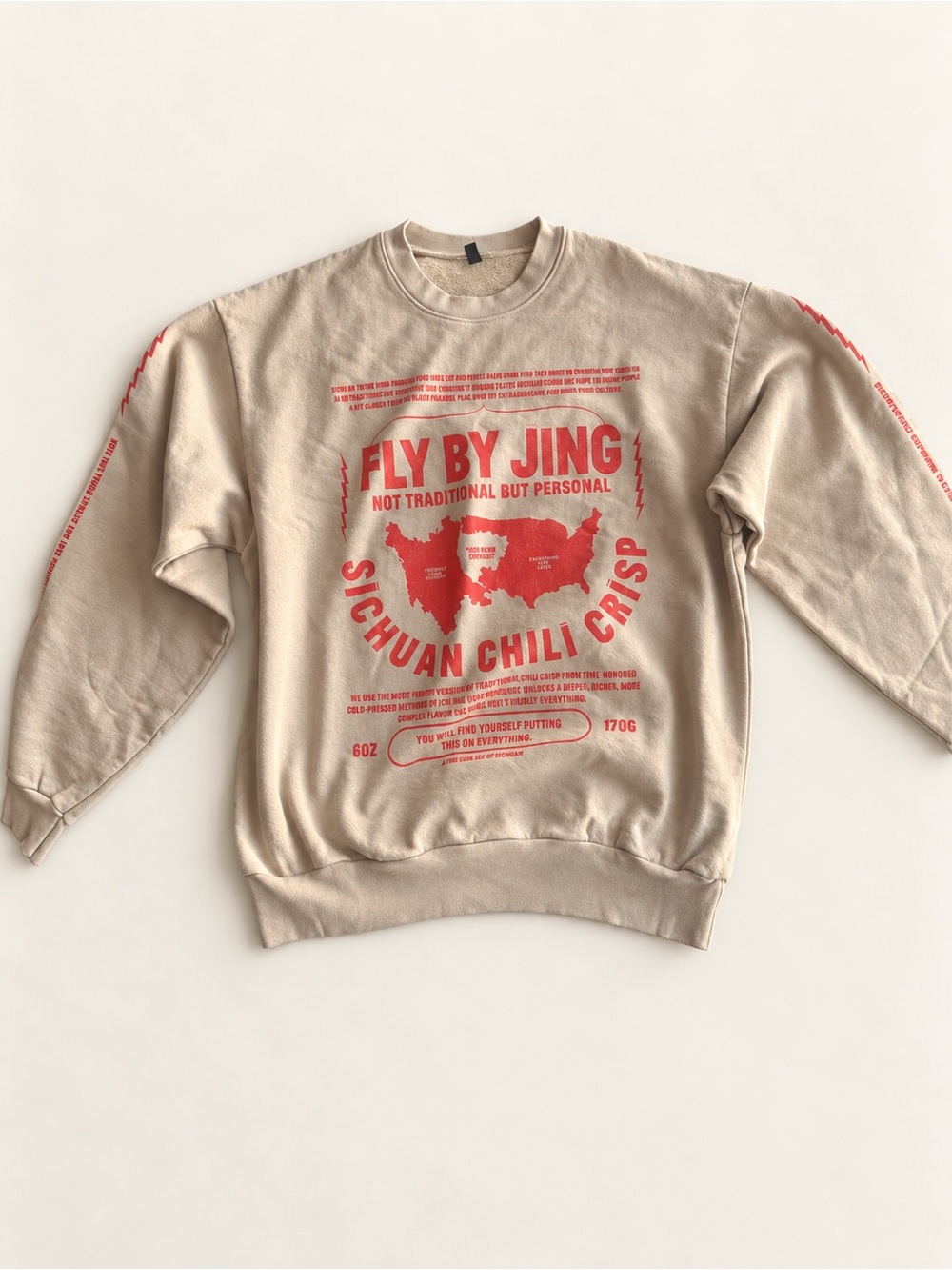 Fly By Jing Sichuan Chili Crisp Graphic Crewneck Sweatshirt Medium